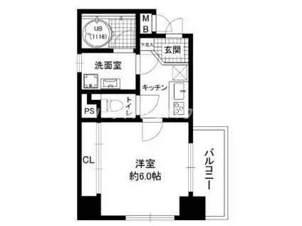 プリオール・オオフチ(1K/7階)の間取り写真