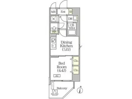 グローリオシェルト水道橋(1DK/3階)の間取り写真