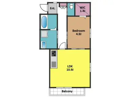 カーサ戸山(1LDK/2階)の間取り写真