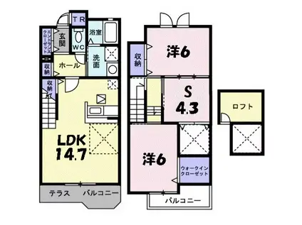 コルティーレ谷上II(2SLDK/1階)の間取り写真