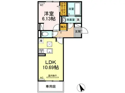 ダイワスイートII(1LDK/1階)の間取り写真