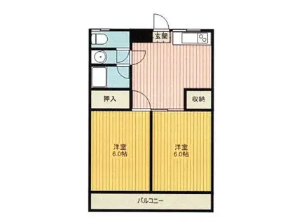 メゾンかいざか(2DK/3階)の間取り写真