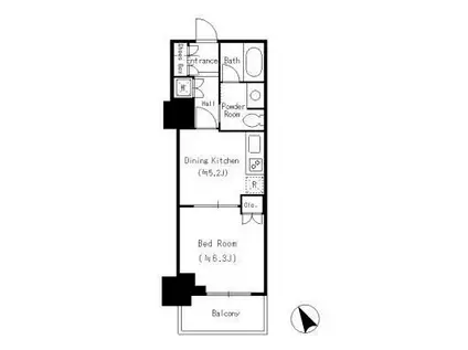 マークフロントタワー曳舟(1DK/5階)の間取り写真