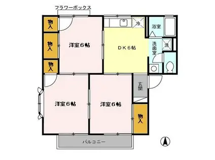 エンゼルハイム A(3DK/1階)の間取り写真