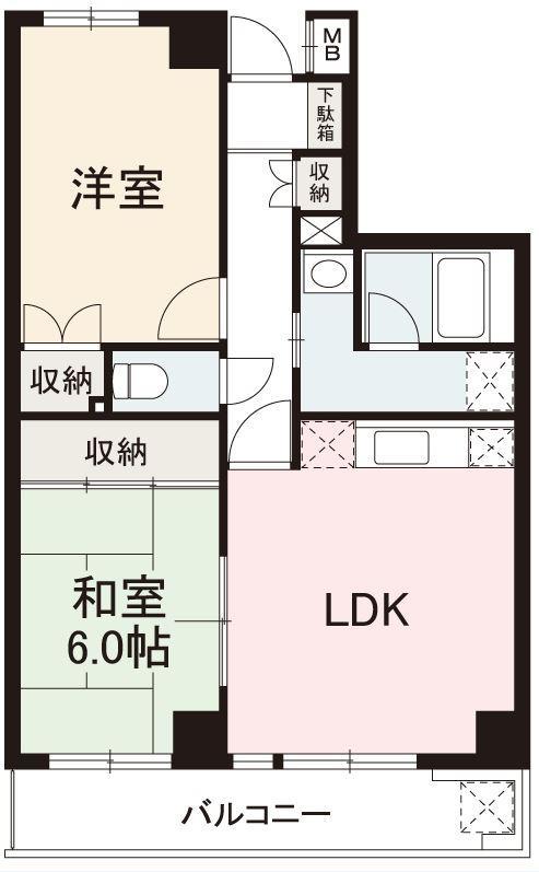 リッシュメゾン(2LDK/6階)の間取り写真