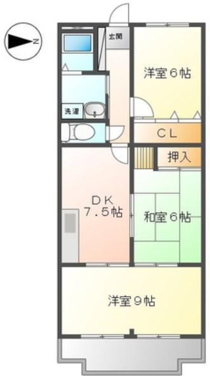サンハイツ大畑(3DK/3階)の間取り写真