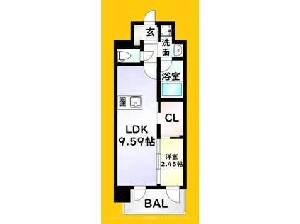 プレジデンス ざ 三萩野(1LDK/13階)の間取り写真