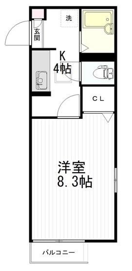 ヒルフラット・SASAKI(1K/1階)の間取り写真