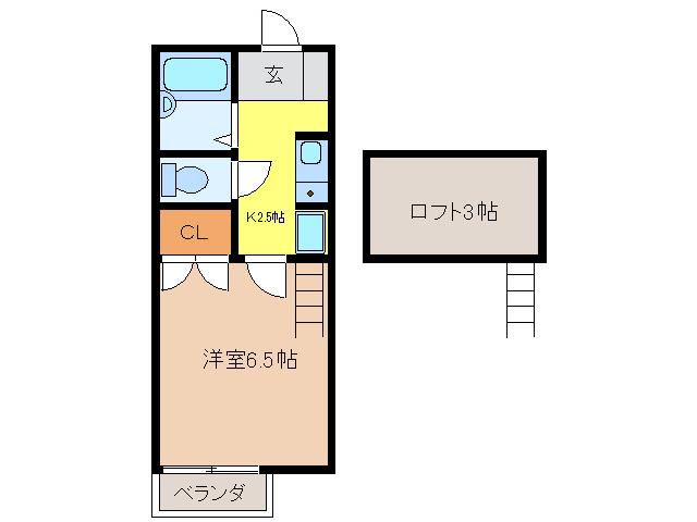 パルテネール ヒロ(1K/2階)の間取り写真