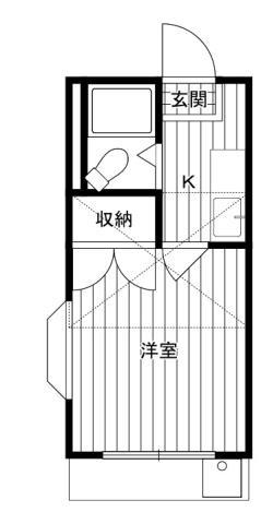 ベイヒルズ大基(1K/1階)の間取り写真