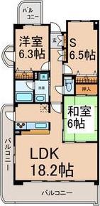 フォンテヌ神山(2SLDK/3階)の間取り写真