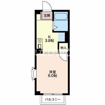長篠ハイツB(1K/2階)の間取り写真