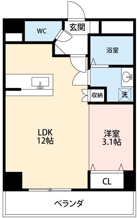 アネックス若松(1LDK/2階)の間取り写真