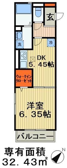ヴィラ リッツⅢ(1DK/3階)の間取り写真