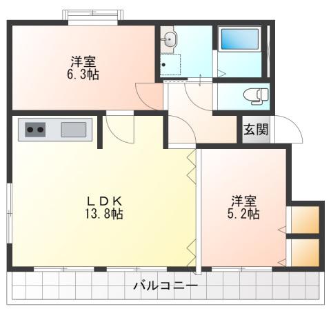 八木マンション(2LDK/1階)の間取り写真