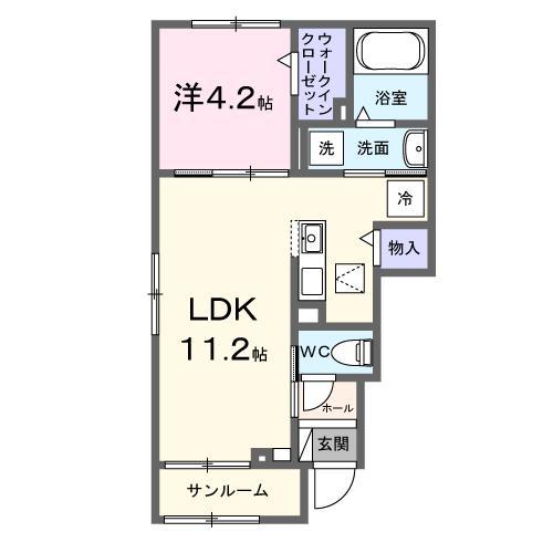 メゾン・シュシュI(1LDK/1階)の間取り写真