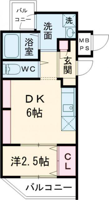 西湊町ジーイー・ディス(1DK/4階)の間取り写真