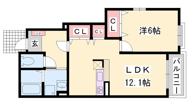 アルメール C棟(1LDK/1階)の間取り写真