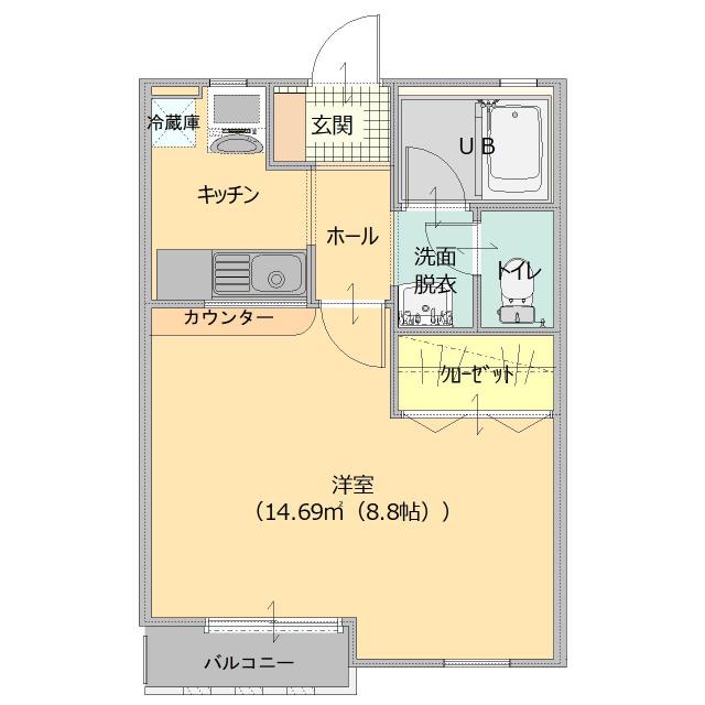 セレンディップ(1K/1階)の間取り写真