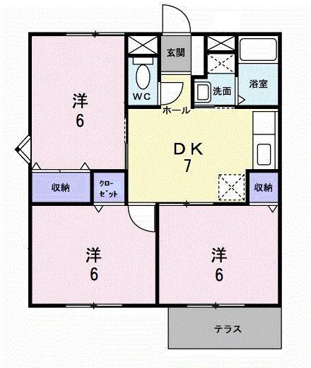 ハイツ十蓮寺A棟(3DK/1階)の間取り写真