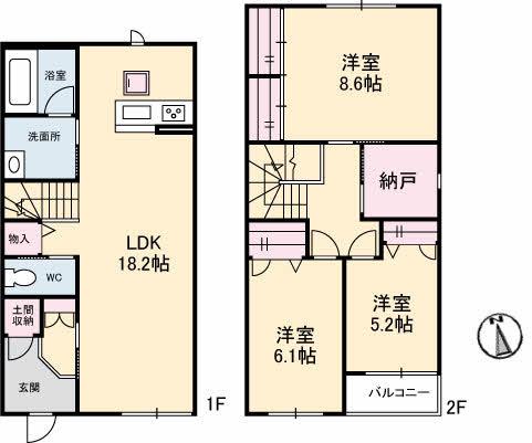 リシェス(3LDK/1階)の間取り写真