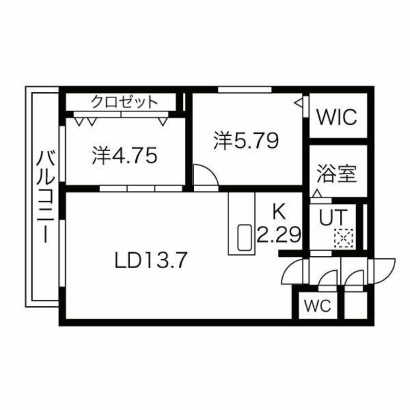 アールズコート南15条(2LDK/4階)の間取り写真