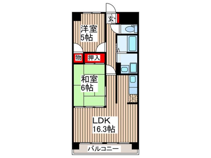 グリュンネベルクTAKANO(2LDK/1階)の間取り写真