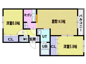 グレイスヴィラ美春(2LDK/4階)の間取り写真