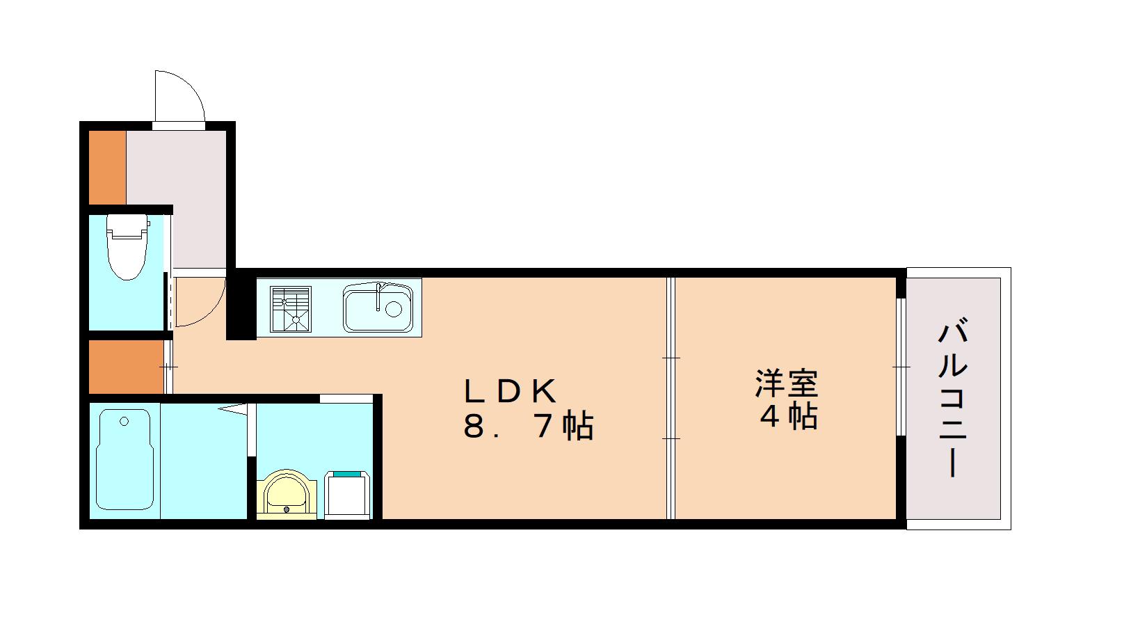 AXIA CITY 神戸松原(1LDK/3階)の間取り写真