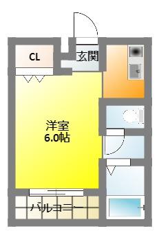 さくらハイツ新津(1K/2階)の間取り写真