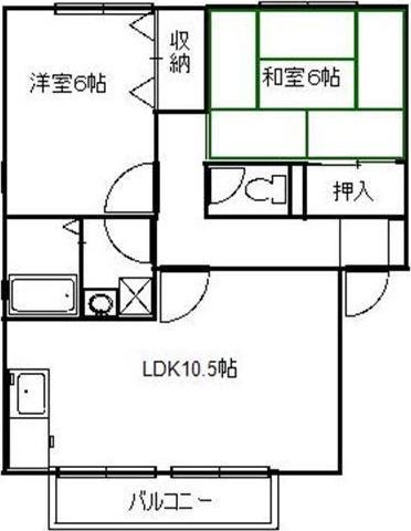 ブランシュールIIB(2LDK/1階)の間取り写真