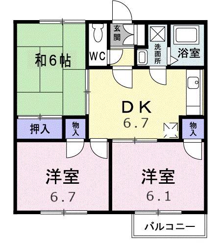 サンハイツA(3DK/2階)の間取り写真