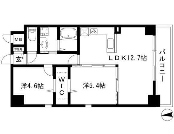 プレイス浅間(2LDK/9階)の間取り写真