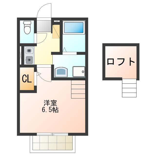 セジュールZENZO B棟(1K/2階)の間取り写真