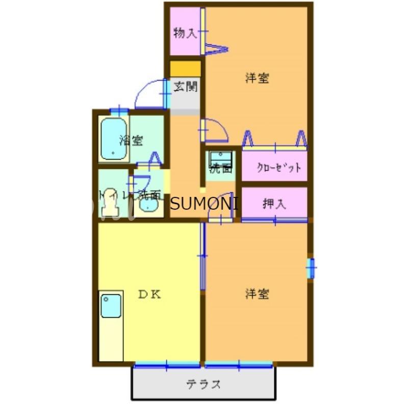 ハイツユー(2DK/1階)の間取り写真