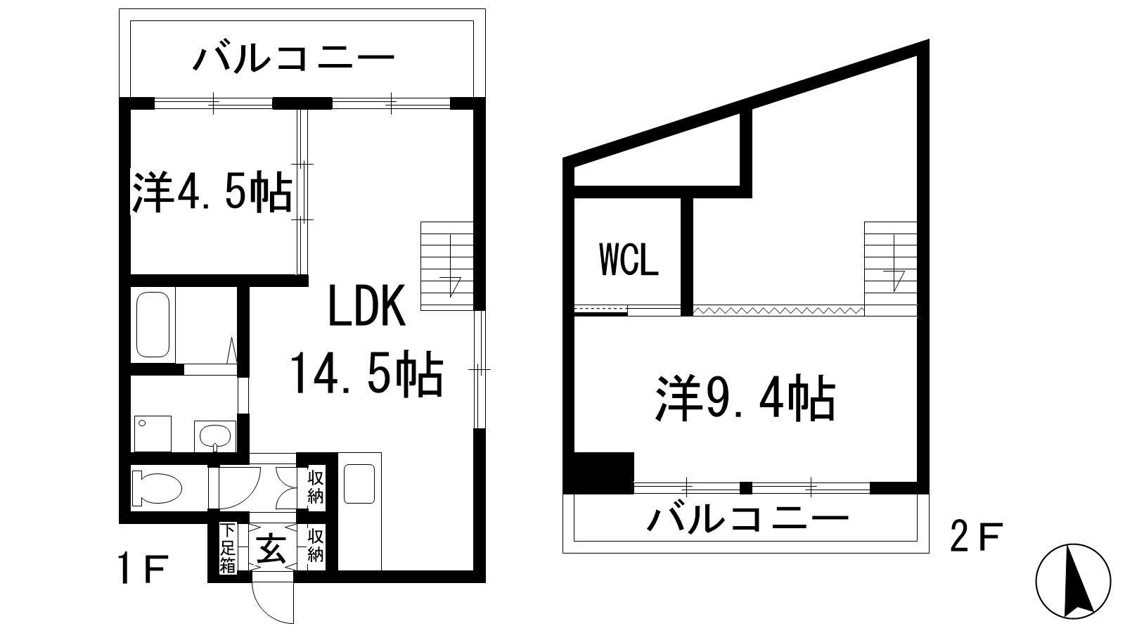 ブランベール甲東園(2LDK/5階)の間取り写真