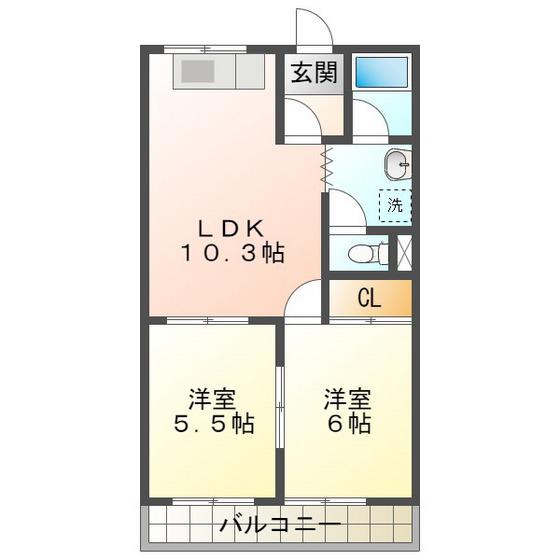 シルキータウン(2LDK/2階)の間取り写真