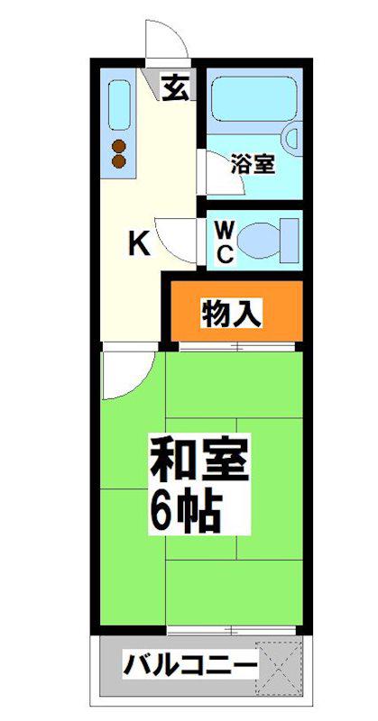 第1幸銀荘(1K/1階)の間取り写真
