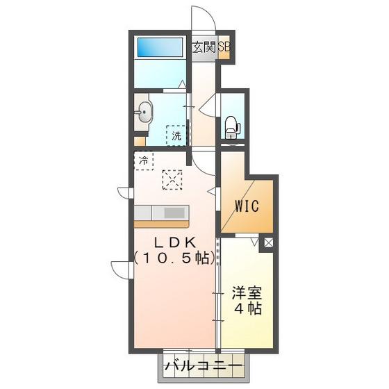 ブルームーン(1LDK/1階)の間取り写真