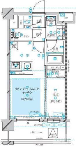 コージーコート蕨(1LDK/4階)の間取り写真