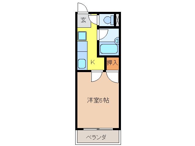 クローカスIII(1K/1階)の間取り写真