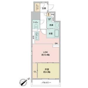 ドゥーエ千種(1LDK/8階)の間取り写真