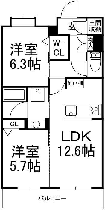 SHAMAISON FELICIA(2LDK/3階)の間取り写真