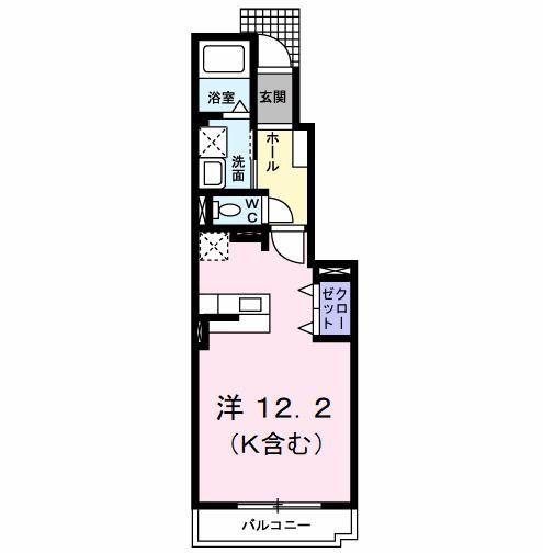 プラスパーA棟(ワンルーム/1階)の間取り写真