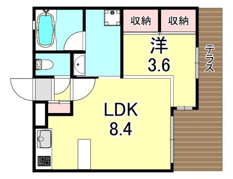 ワコーレヴィータ須磨浦通(1LDK/1階)の間取り写真