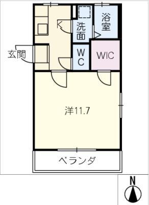 オアシス津(1K/3階)の間取り写真