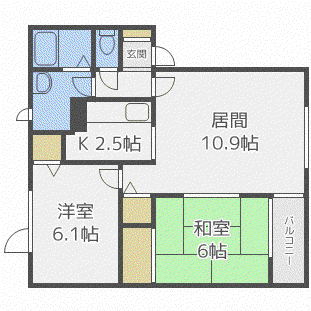 KIハウスN50C棟(2LDK/2階)の間取り写真