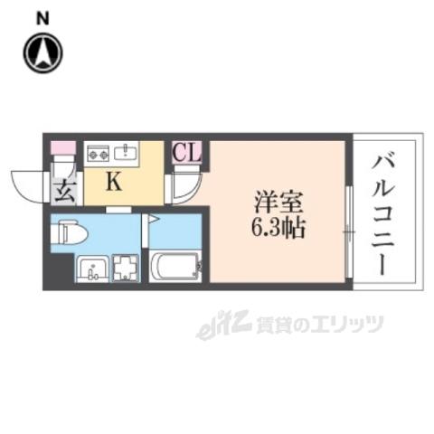 オリーブミネット郡山九条(1K/2階)の間取り写真