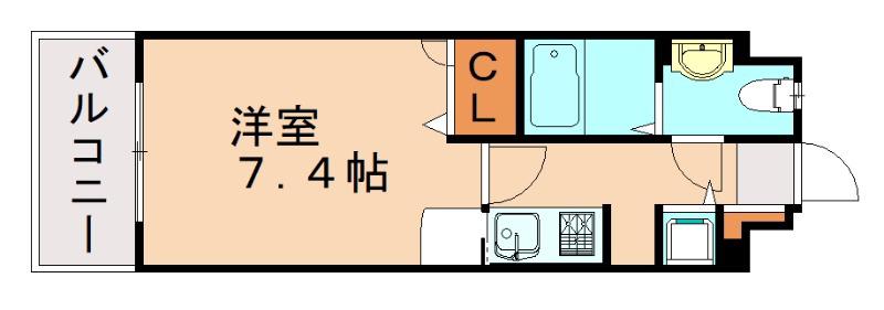 エンクレスト天神III(1K/8階)の間取り写真