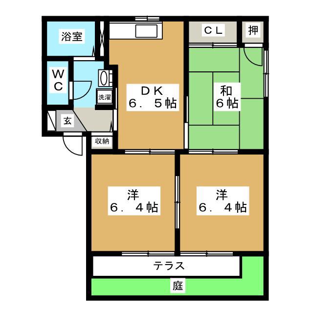 サンハイム清水 A(3DK/1階)の間取り写真